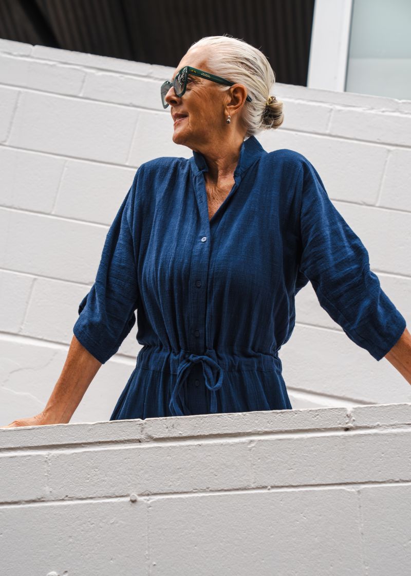 Kimono Tucksleeve Shirt Dress: Angel Linen