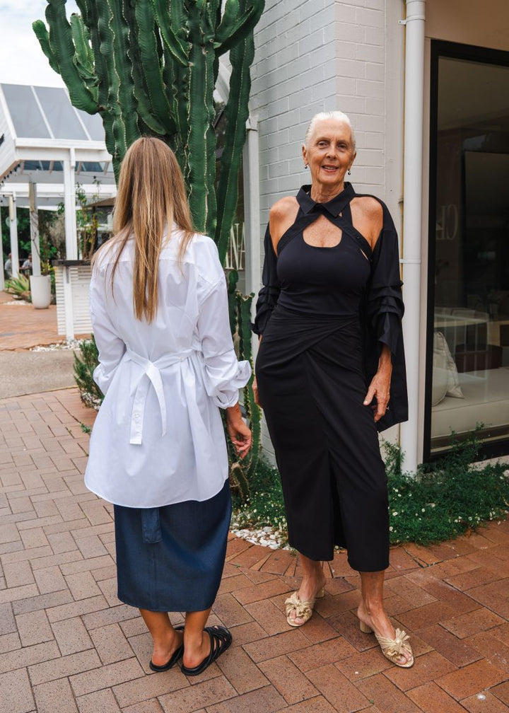 Shawl Sleeve Collar Shirt - Black