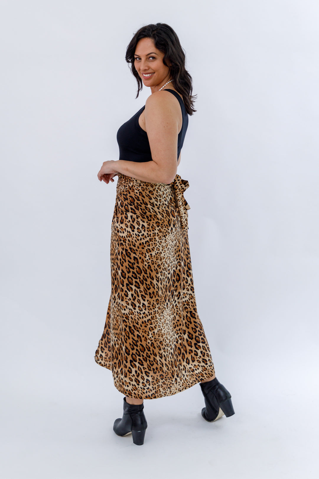 Japanese Long Wrap Skirt - Cougar Print